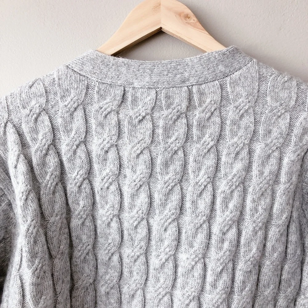 ❗SOLD ❗ Michael Kors Grey cardigan LG cable knit women's sweater - Picture 11 of 14